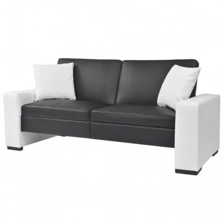 Sof&aacute; cama con reposabrazos de PVC ajustable negro Vida XL