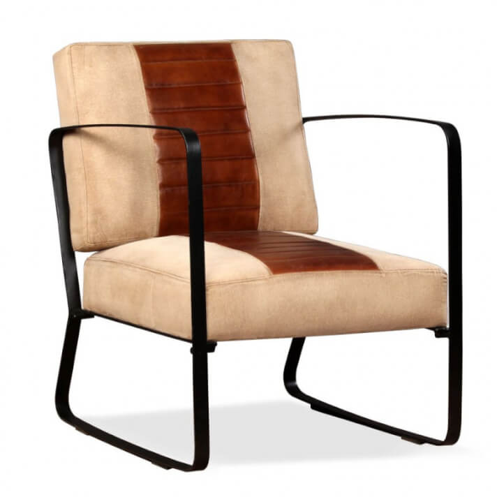 Sill&oacute;n de cuero aut&eacute;ntico y lonamarr&oacute;n Vida XL
