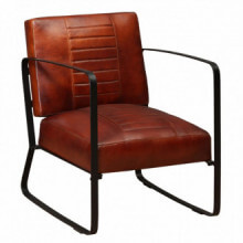 Sillón de cuero auténticomarrón Vida XL