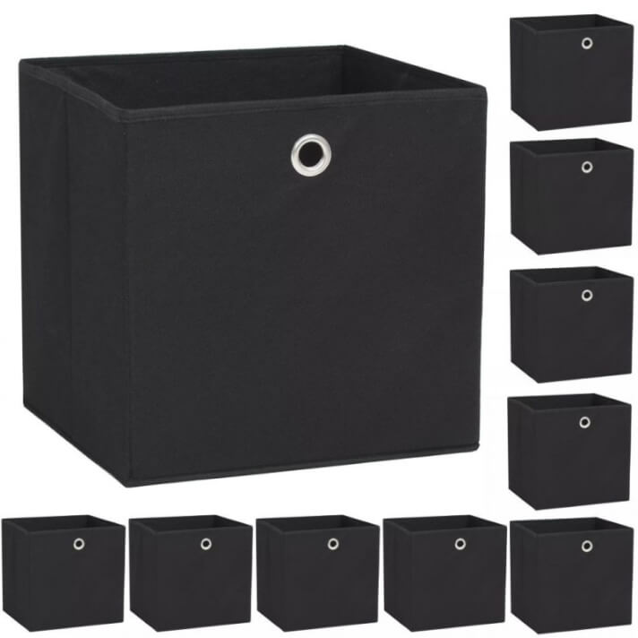 Cajas de almacenaje 10 uds textil no tejido 32x32x32cm negro Vida XL