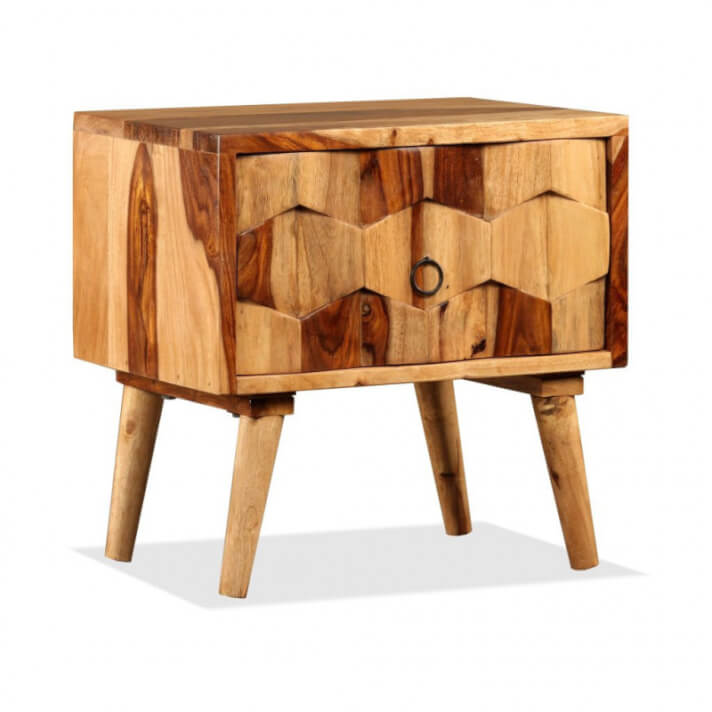 Mesita de noche con 1 caj&oacute;n de madera maciza sheesham Vida XL