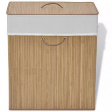 Cesto de la ropa de bambú rectangular color natural Vida XL