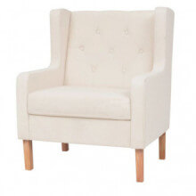 Sillón de tela color blanco crema Vida XL