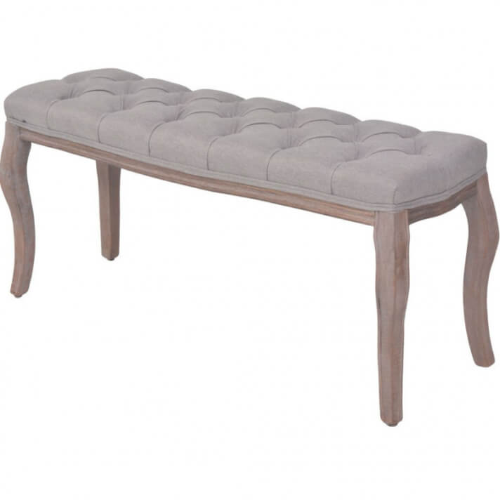 Banco de madera maciza y lino gris claro 110x38x48cm Vida XL