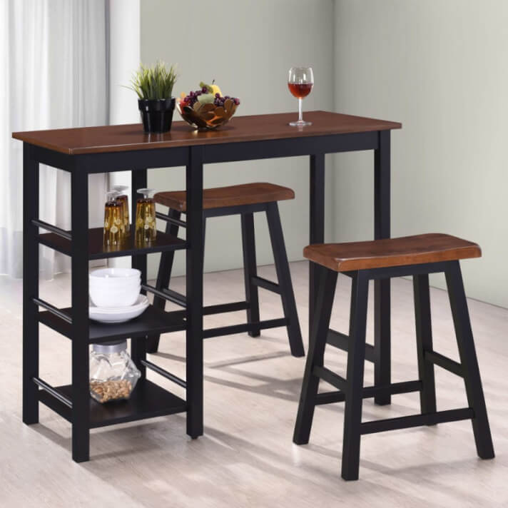 Conjunto demesa alta de cocina 3 piezasmDF negro Vida XL