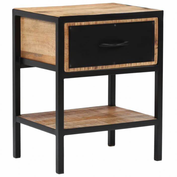 Mesita de noche de madera maciza de mango 40x30x50cm Vida XL