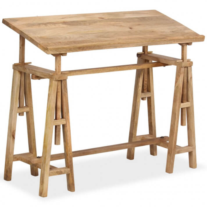 Mesa de dibujo de madera maciza de mango 116x50x76cm Vida XL