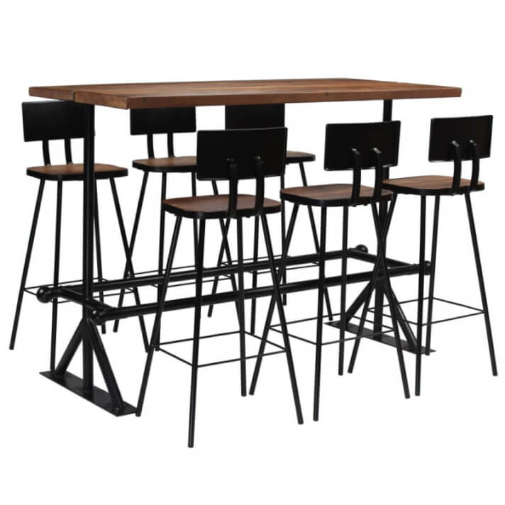 Conjunto demuebles de bar 7 piezasmaderamaciza reciclada Vida XL