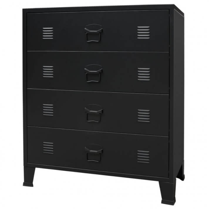 Cajoneraet&aacute;lica de estilo industrial 78x40x93cm negro Vida XL