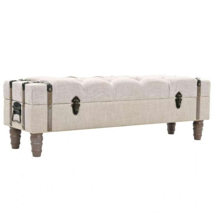 Banco de almacenamientoaderaaciza y acero 111x34x37cm Vida XL