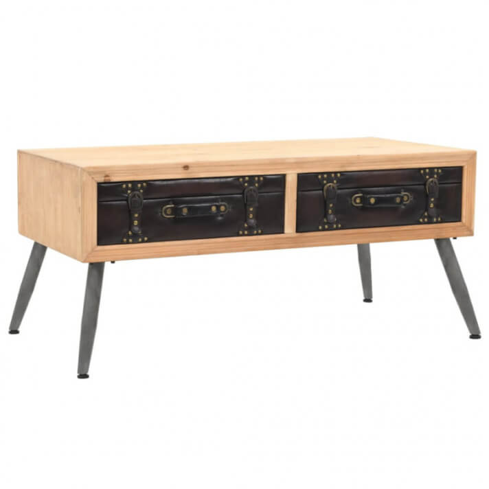 Mesa de centro de madera maciza de abeto 115x55x50cm Vida XL