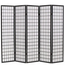 Biombo plegable con 5 paneles estilo japonés 200x170cm negro Vida XL