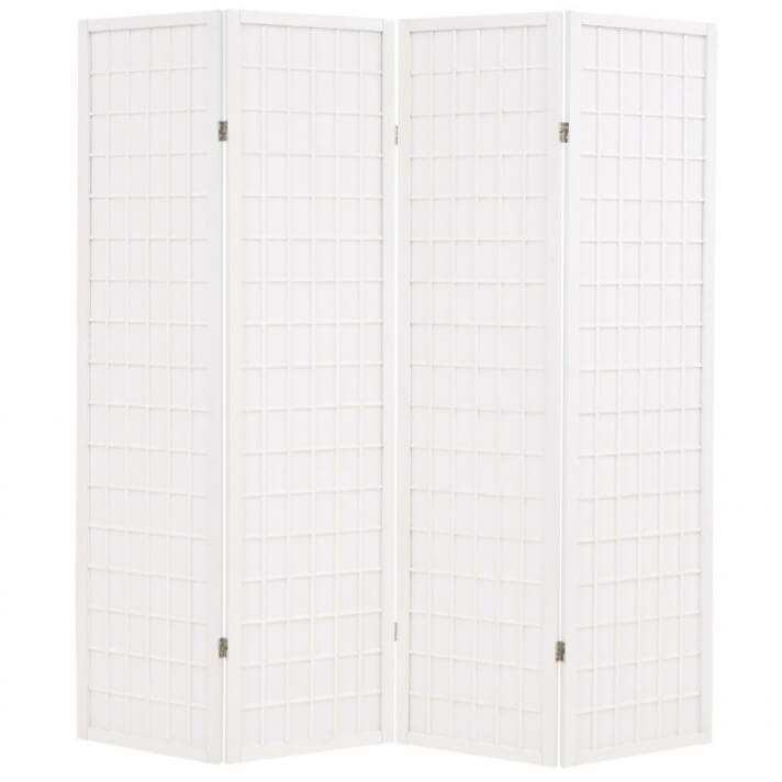 Biombo plegable con 4 paneles estilo japon&eacute;s 160x170cm blanco Vida XL