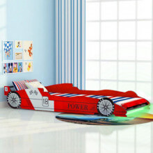 Cama infantil con forma de coche carreras y LED 90x200cm roja Vida XL