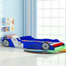 Cama infantil con forma de coche carreras y LED 90x200cm azul Vida XL