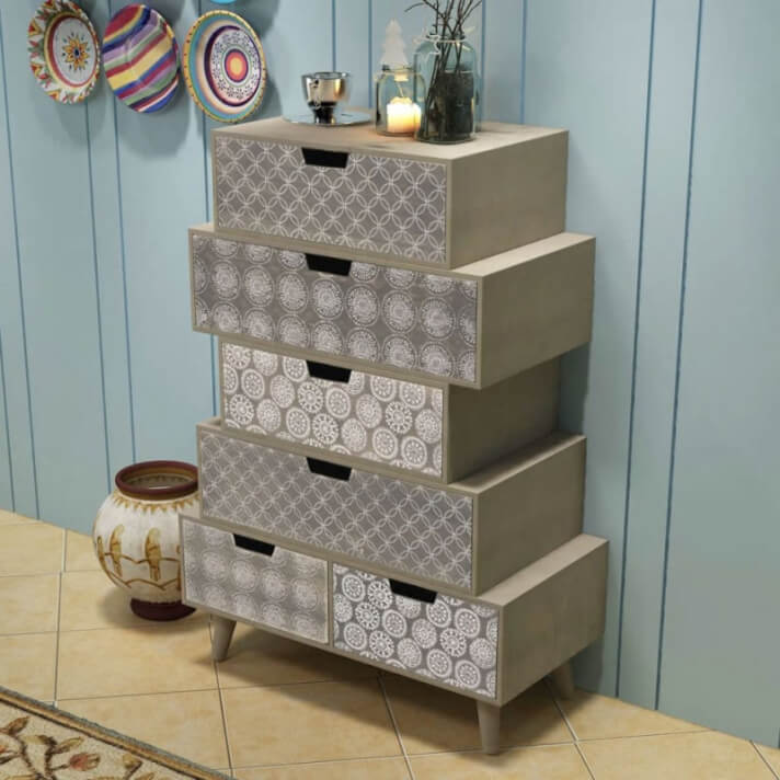 Mueble auxiliar con 6 cajones gris Vida XL