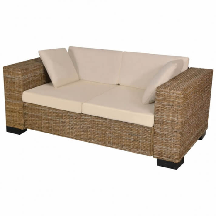 Conjunto de sofá de dos plazas 7 piezas ratán real Vida XL