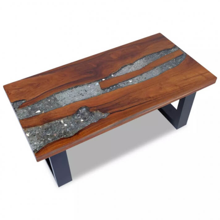 Mesa de centro teca y resina 100x50cm Vida XL