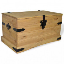 Baúl de almacenaje de madera de pino mejicana Corona Range 91x49,5x47cm Vida XL