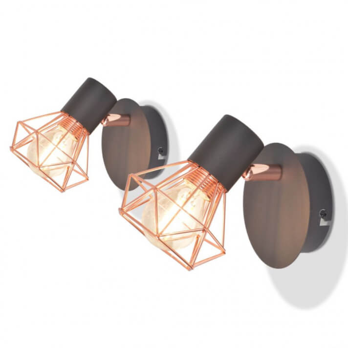 L&aacute;mparas de pared 2 uds. con 2 bombillas de filamentos LED 8 W Vida XL