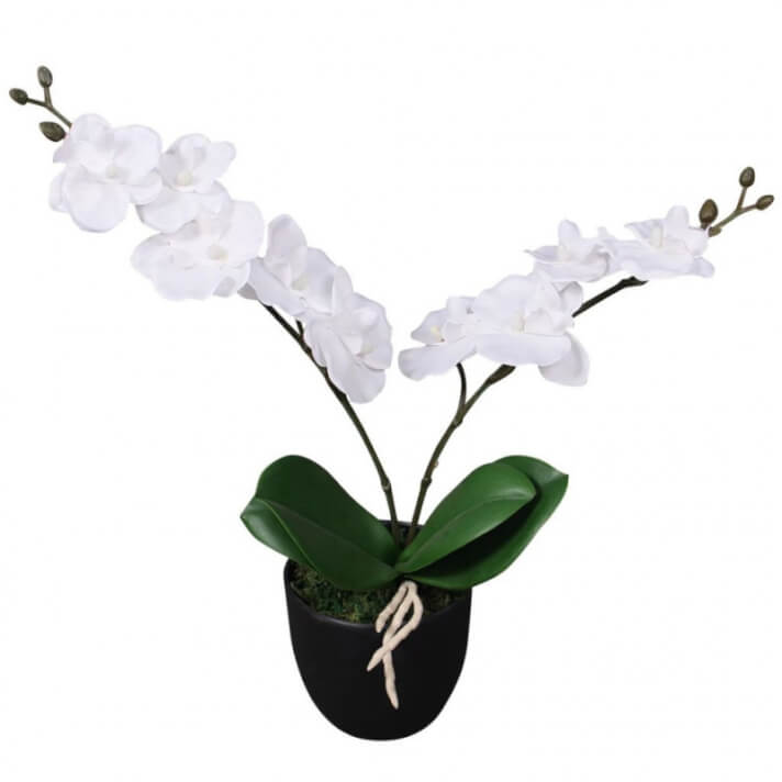 Planta artificial orquídea conacetero 30cm blanca Vida XL