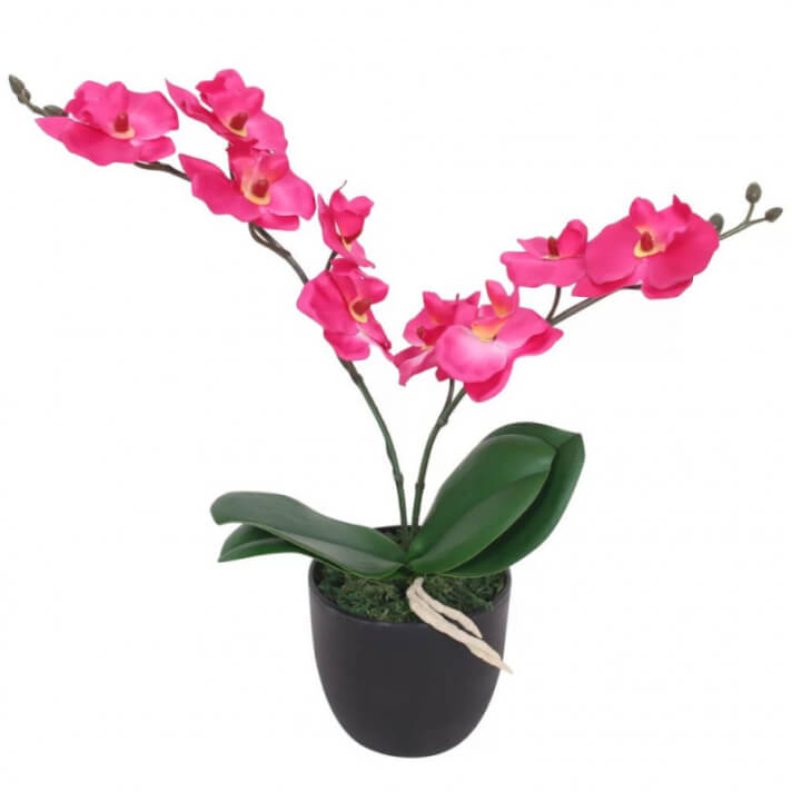 Planta artificial orquídea conacetero 30cm roja Vida XL