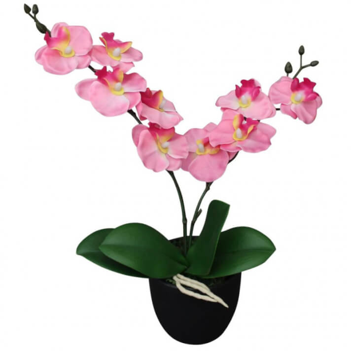 Planta artificial orquídea conacetero 30cm rosa Vida XL