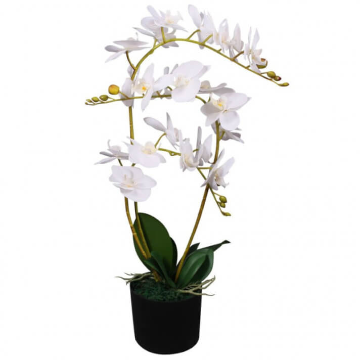 Planta artificial orqu&iacute;dea conacetero 65cm blanca Vida XL