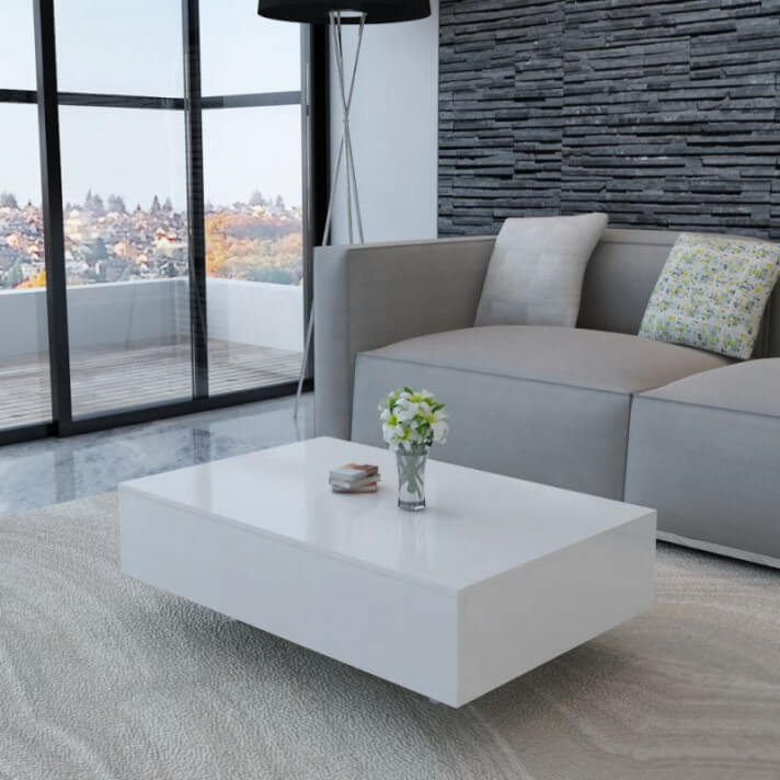 Mesa de centro rectangular blanco con brillo Vida XL
