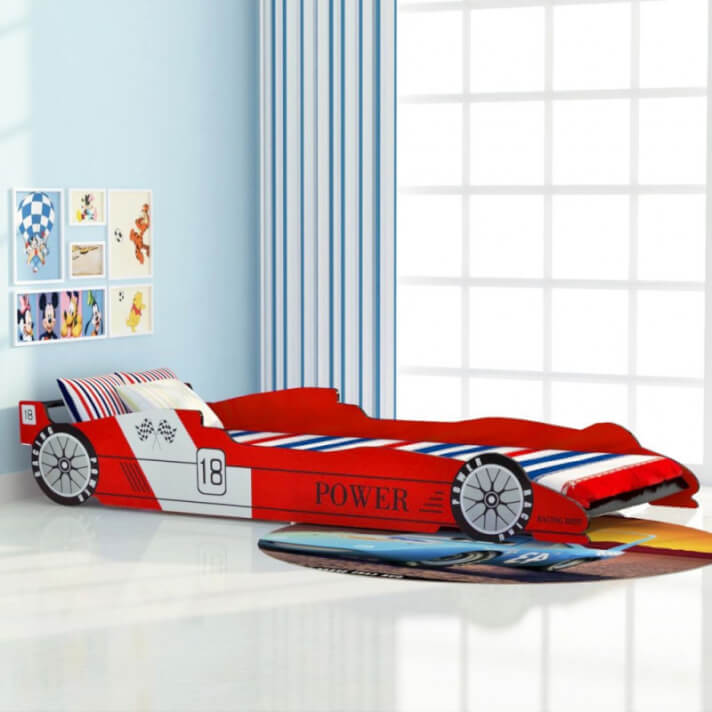 Cama con forma de coche de carreras para ni&ntilde;os roja 90x200cm Vida XL