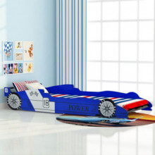 Cama con forma de coche de carreras para niños azul 90x200cm Vida XL