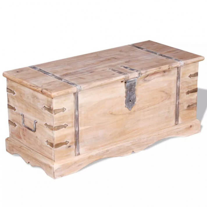 Ba&uacute;l de almacenamiento de madera de acacia Vida XL