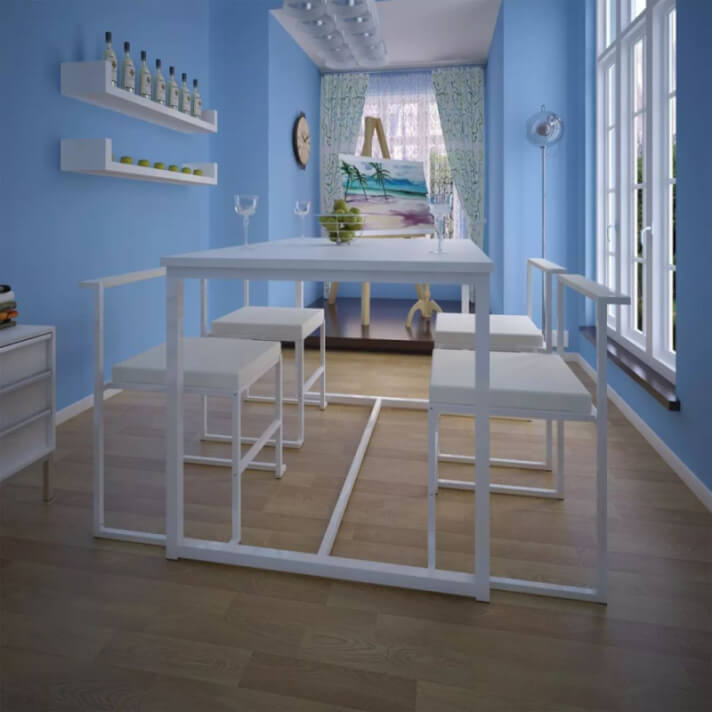 Conjunto deesa de comedor y sillas 5 piezas blanco Vida XL