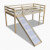 Cama alta para niños con tobogán y escaleraadera natural Vida XL
