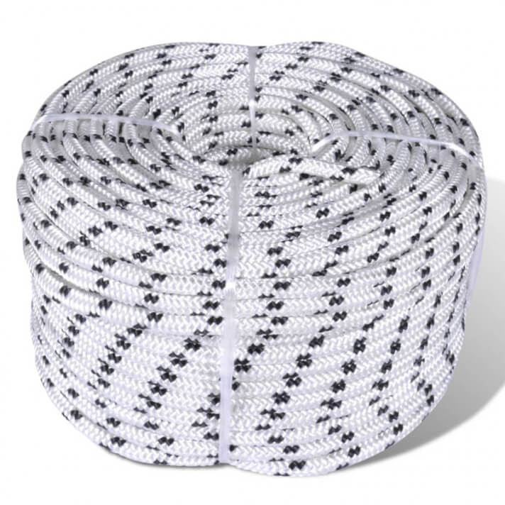 Cuerda trenzada poli&eacute;ster 8mm 250 blanco Vida XL