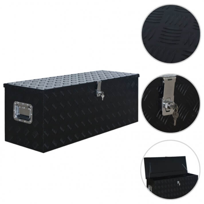 Caja de aluminio 1085x370x400mm negra Vida XL