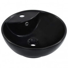 Lavabo con rebosadero 46,5x18cm cerámica negro Vida XL