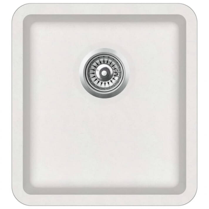 Fregadero de cocina con un seno granito blanco Vida XL