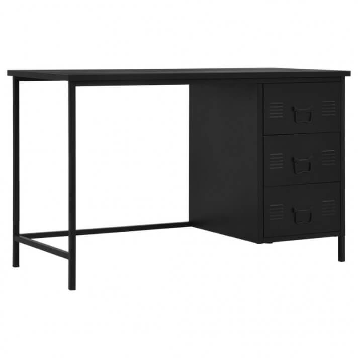 Escritorio industrial con cajones acero negro 120x55x75cm Vida XL
