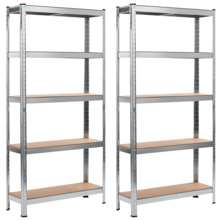 Estanter&iacute;as 2 unidades plateado 90x30x180cm acero yDF Vida XL