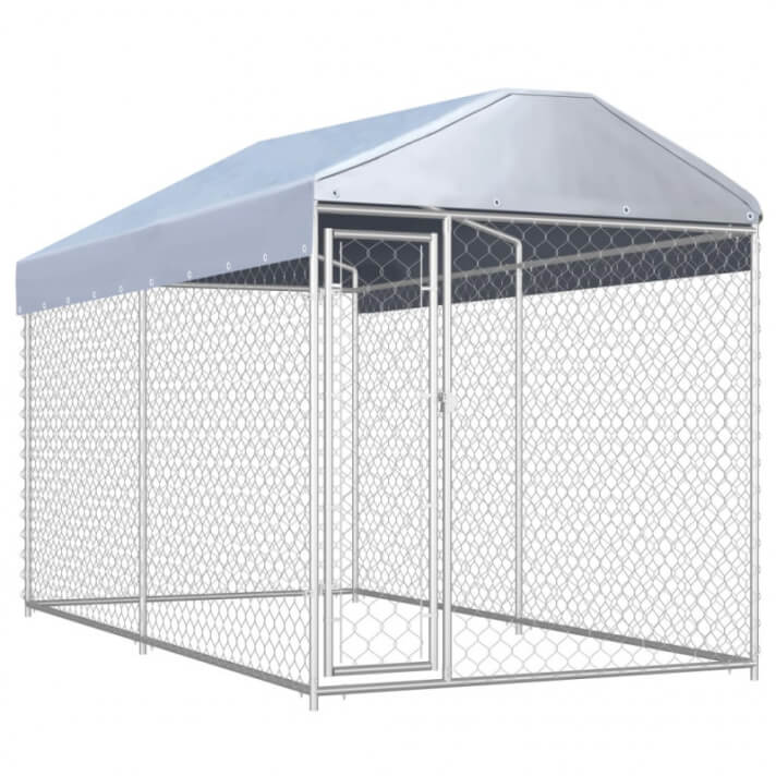 Perrera de exterior con toldo 382x192x235cm Vida XL