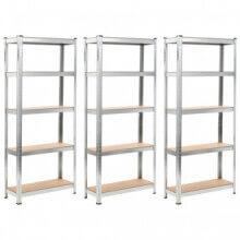 Estanterías de acero yDF 3 unidades plateado 75x30x172cm Vida XL