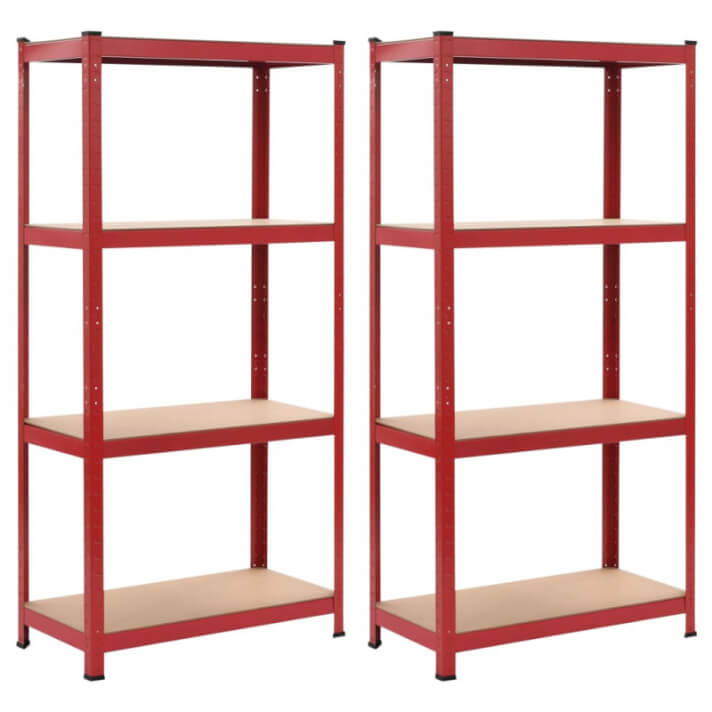 Estanter&iacute;as 2 unidades rojo 80x40x160cm acero yDF Vida XL