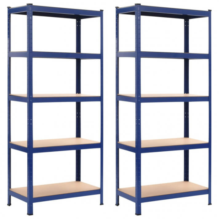 Estanterías 2 unidades azul 80x40x180 cm acero y MDF Vida XL