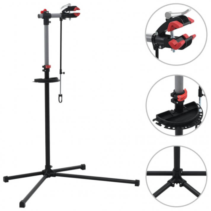 Soporte reparaci&oacute;n bicicletas 104x68x (110-190) cm acero negro Vida XL