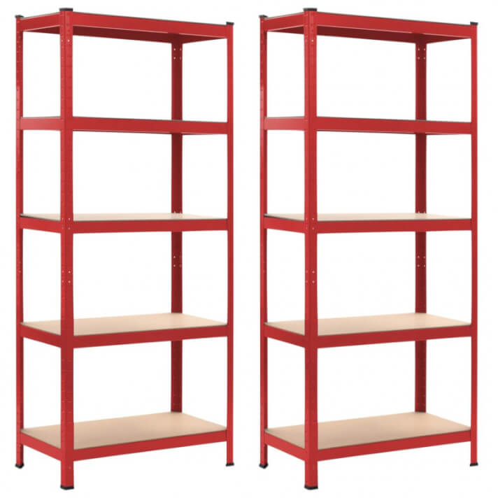Estanter&iacute;as 2 unidades rojo 80x40x180 cm acero y MDF Vida XL