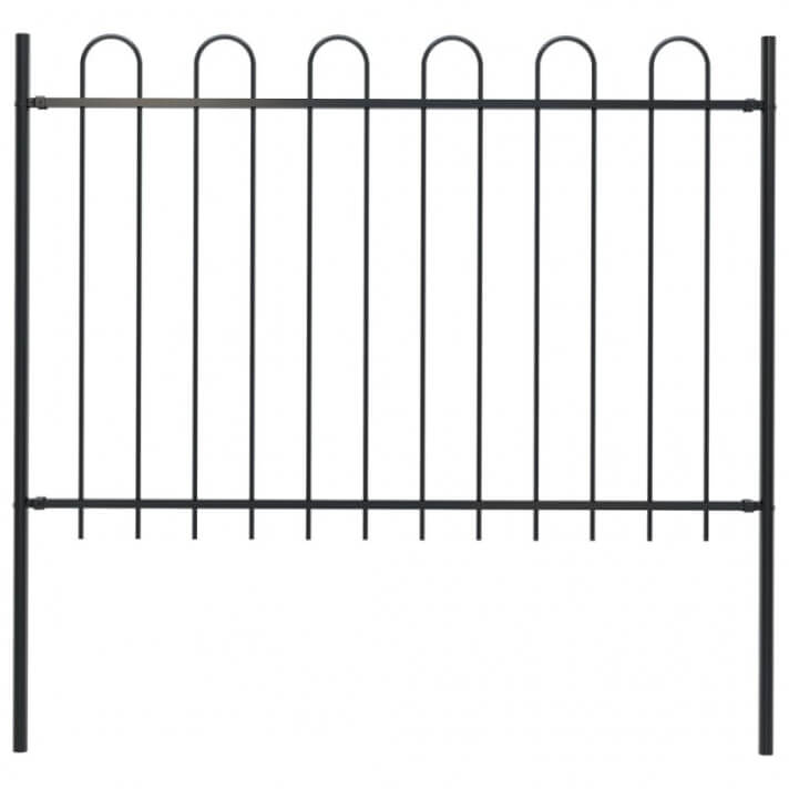 Valla de jard&iacute;n con puntas de aro acero negro 1,7x1,2 m Vida XL