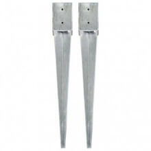 Picas de tierra 2 uds acero galvanizado plateado 10x10x76 cm Vida XL