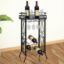Botellero de metal con soportes para copas para 9 botellas Vida XL