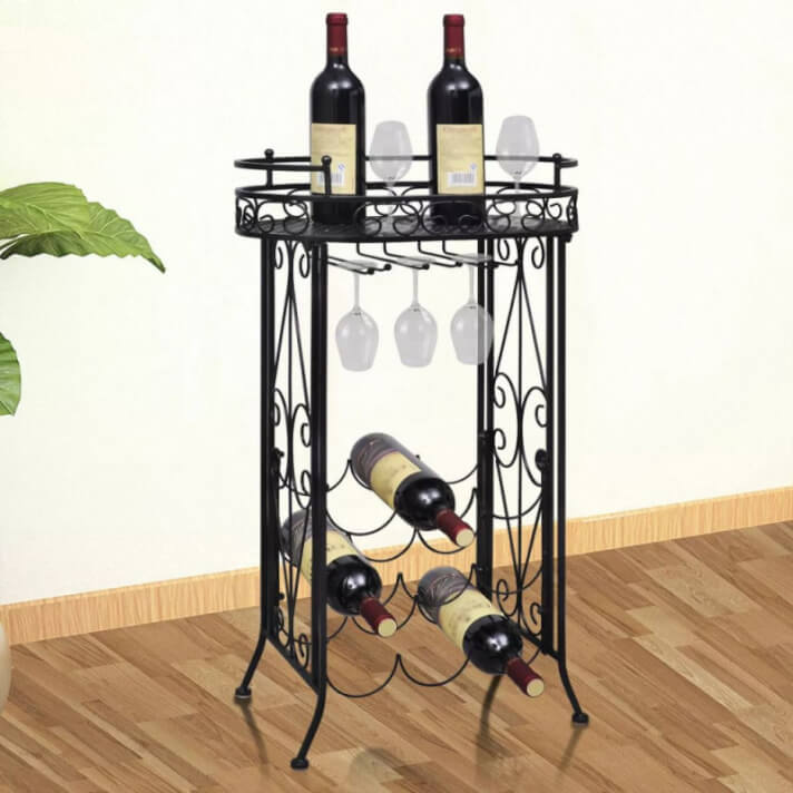Botellero de metal con soportes para copas para 9 botellas Vida XL